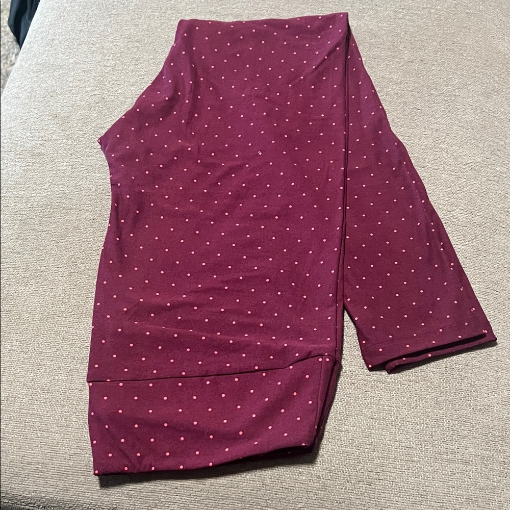 LuLaRoe Polka Dot Burgundy Leggings